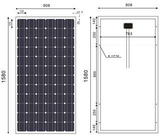 Módulo solar monocristalino de 190 vatios para la rejilla - sistema conectado de la producción de energía